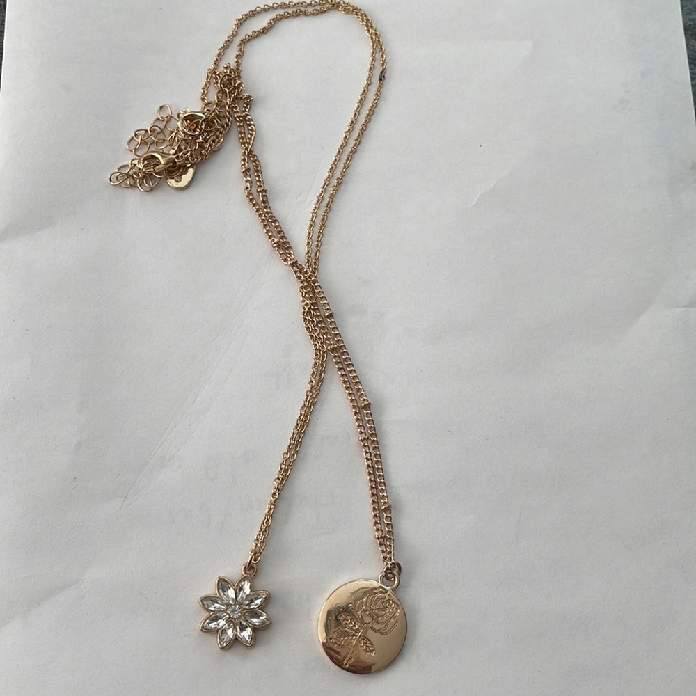 2 New Time and Tru dainty chain necklace rose pendant star bundle dainty ditsy
